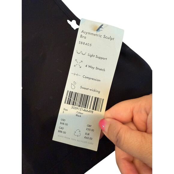 NWT Sweaty Betty Women's Black Asymmetric One Shoulder Sculpt Sports Bra Size S - Picture 6 of 8
